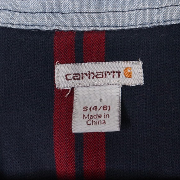 Carhartt Button Up Shirt Red Blue Plaid Womens Small 4-6 Long Sleeve Casual - Picture 3 of 7